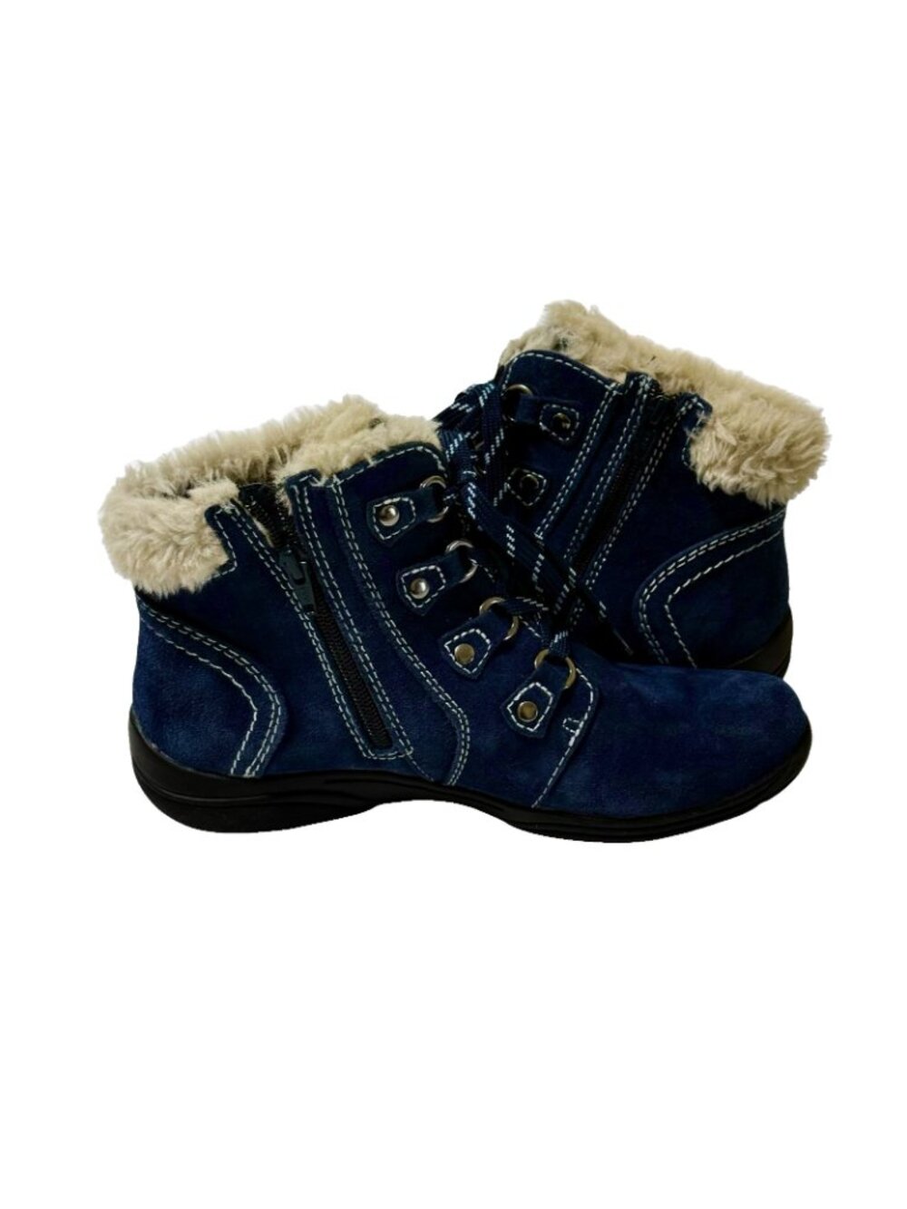 Earth Origins by Earth Crowley Boots Women 9 Navy Blue Leather Lace Up Booties - Picture 8 of 14